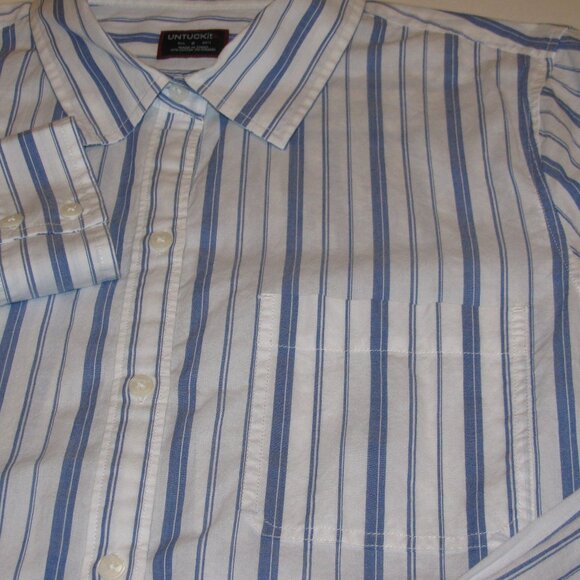 UNTUCKiT Womans Long Sleeve Size 8 Cotton Spandex Blend White Striped - Picture 4 of 6